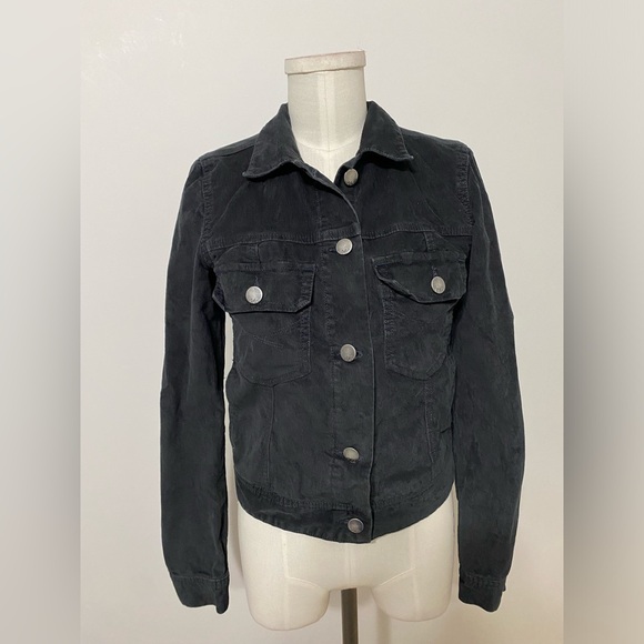 Gap 1969 Black Dark Grey Corduroy Snap Button Jacket - Picture 2 of 7